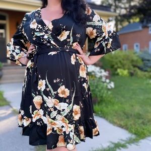 Floral faux wrap dress NWT